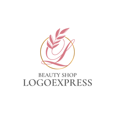Logo design for 葉とゴールドの円で飾られたエレガントなLロゴ