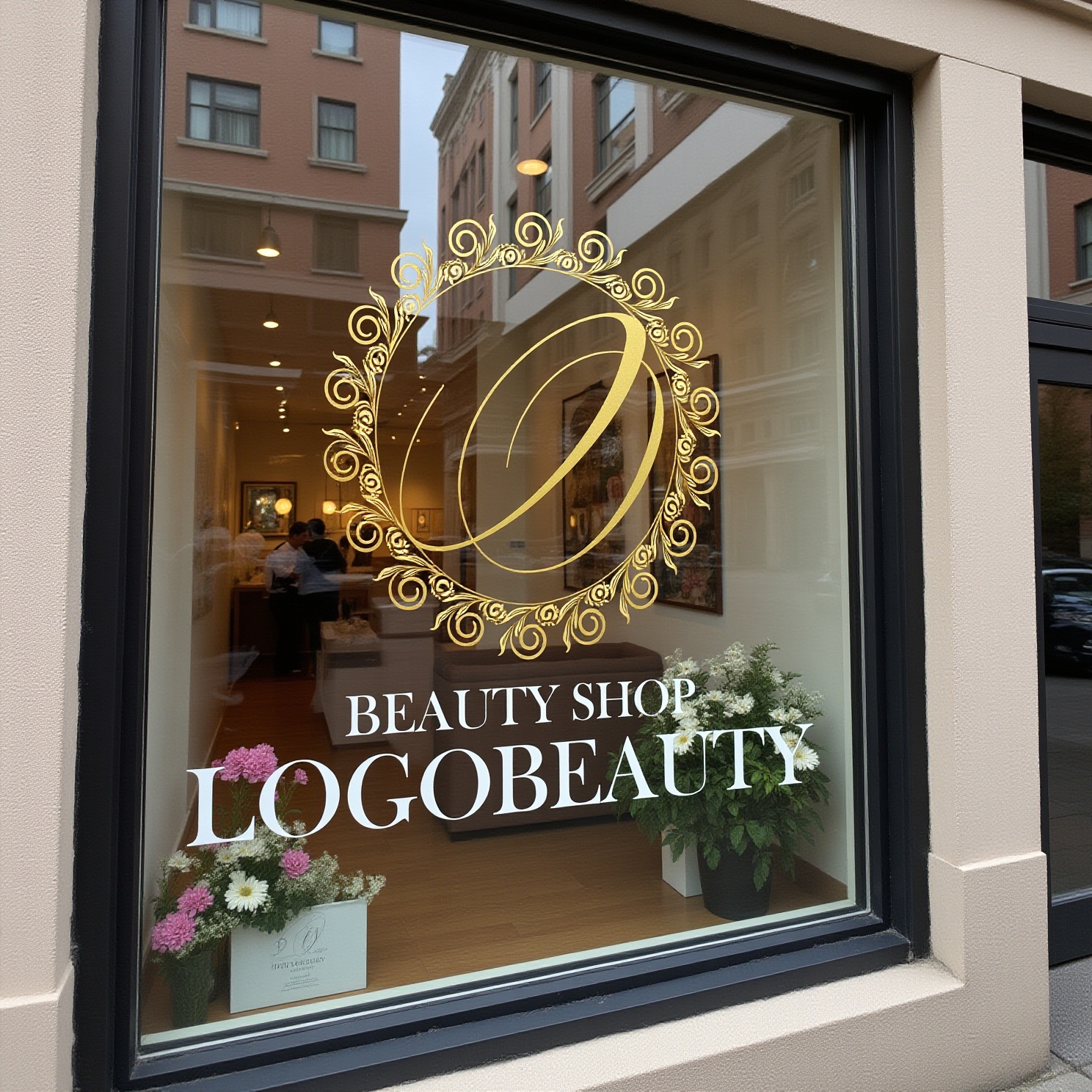 Mockup example of the Ornate Essence logo, number 8