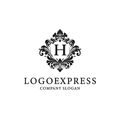 Mockup example of the 金色の装飾フレームとHの高級ロゴ logo, number 2