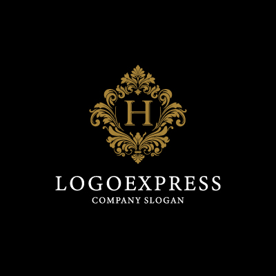 Mockup example of the 金色の装飾フレームとHの高級ロゴ logo, number 3