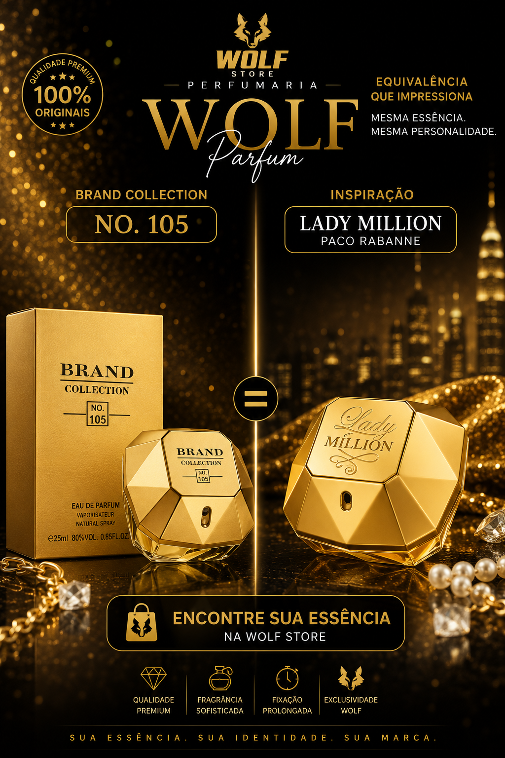 Inspirado Lady Million Paco Rabanne - Brand Collection EDP 25ml Nº105