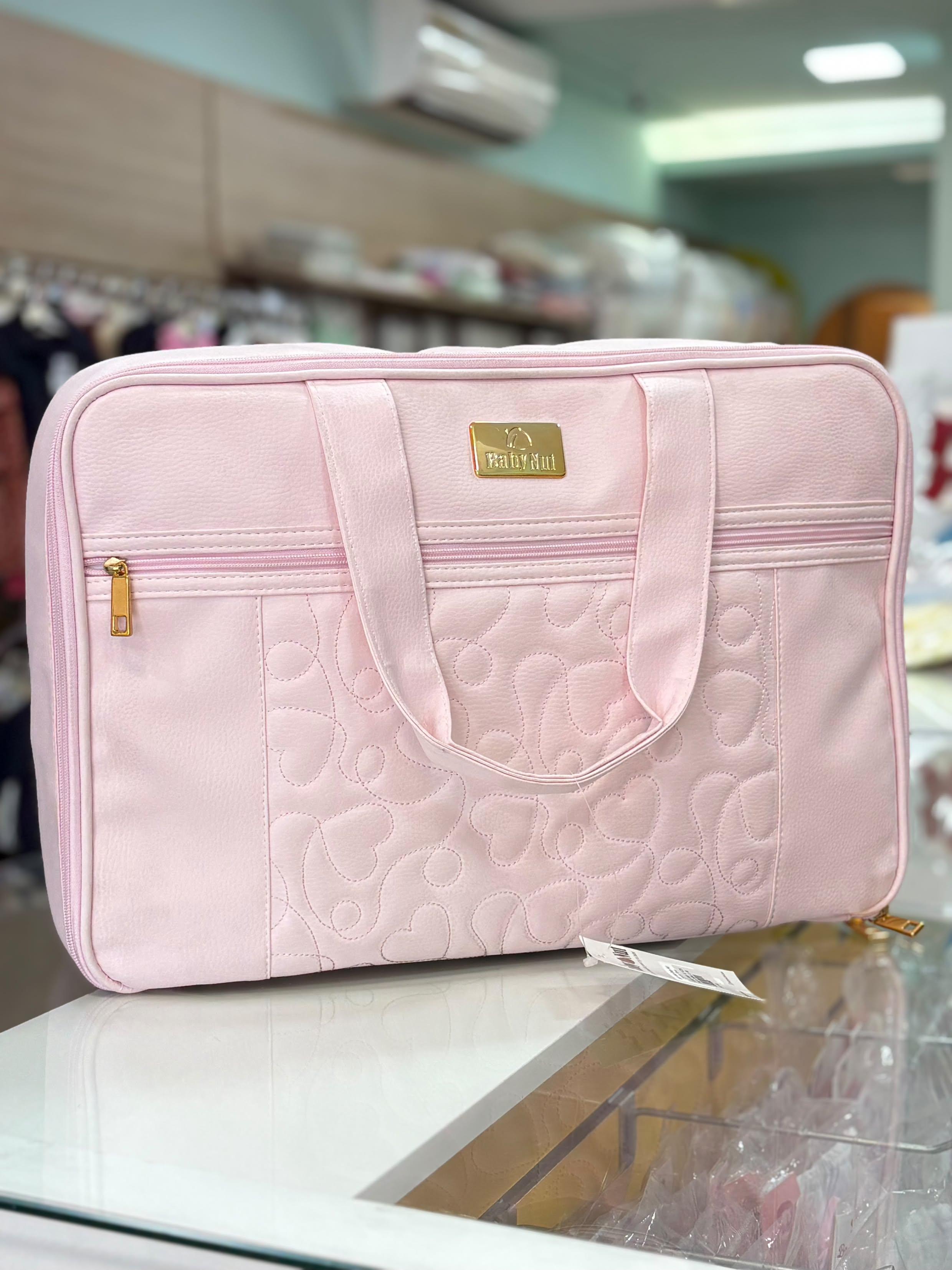 Bolsa/mala maternidade coração rosa