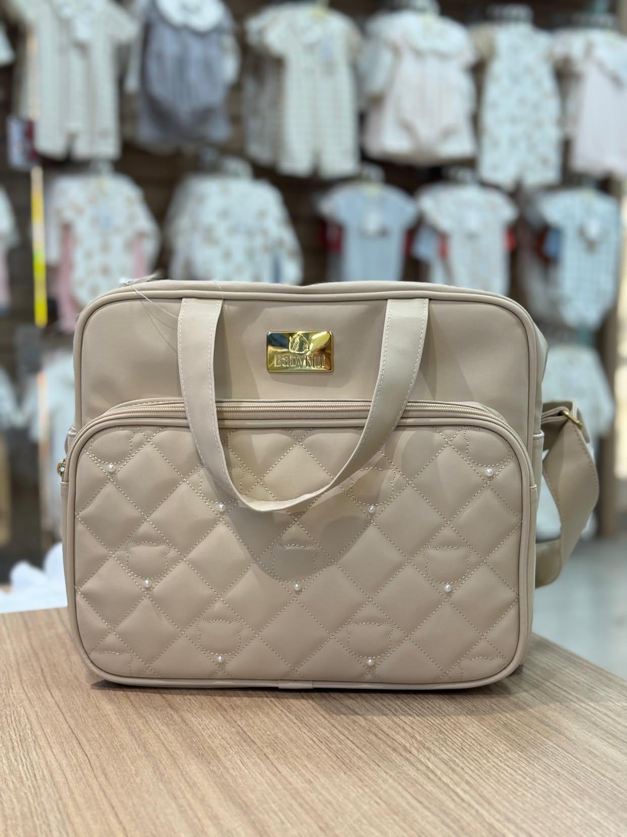 Bolsa maternidade - BEGE COM PÉROLAS