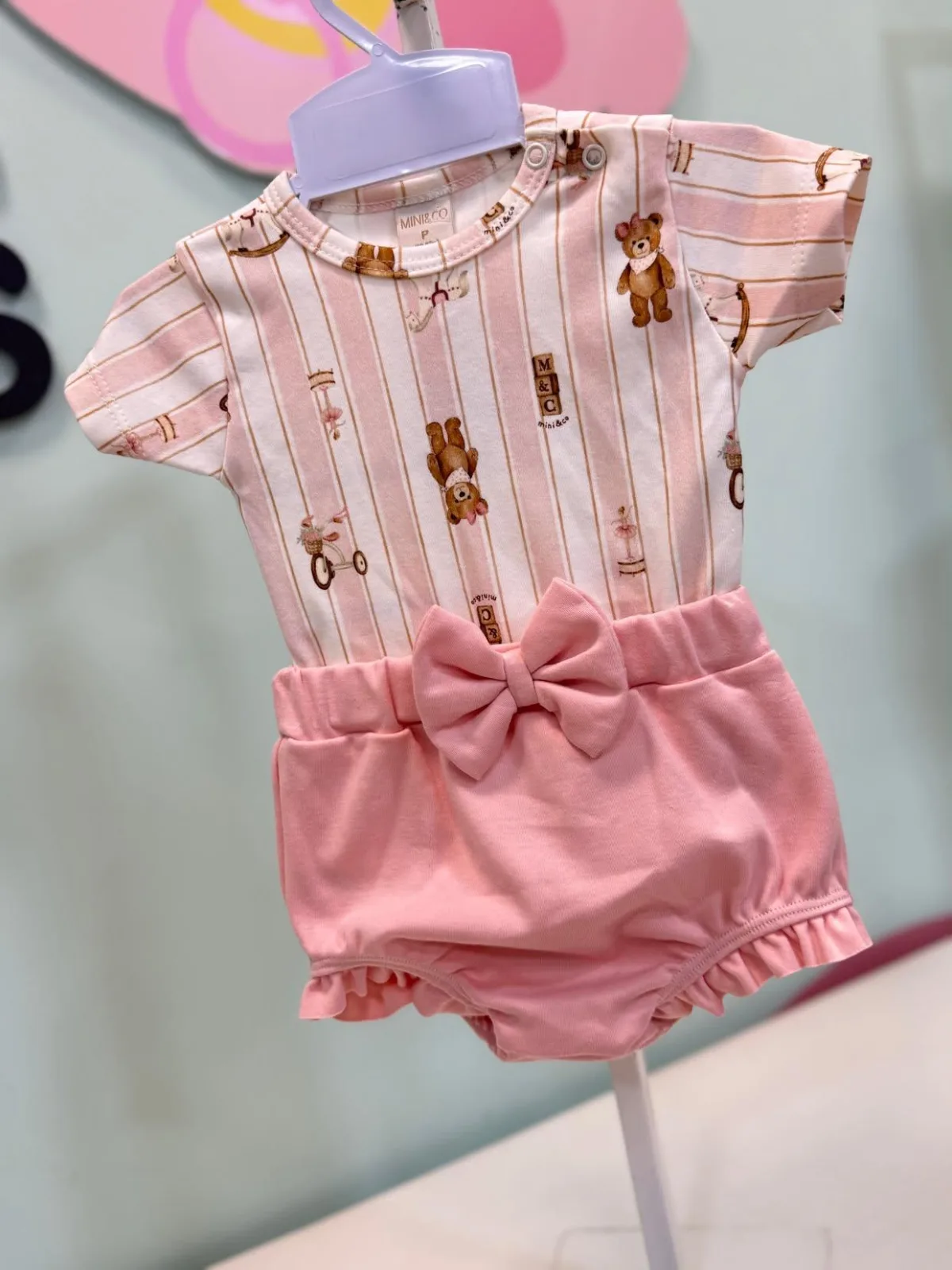 Conjunto body e short bordado, brinquedos vintage  - MINI&CO