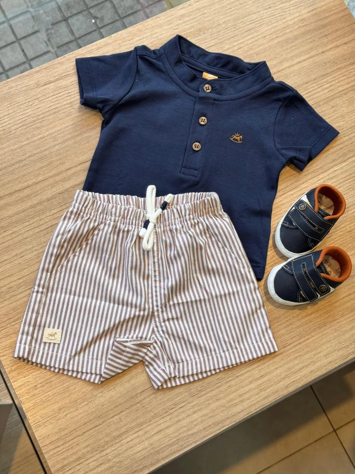 Conjunto camise com bermuda listrada - UP BABY