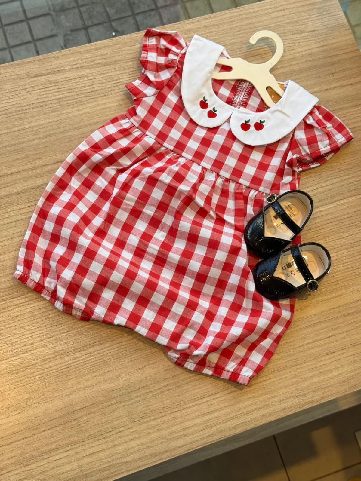 Romper xadrez maçãs - UP BABY