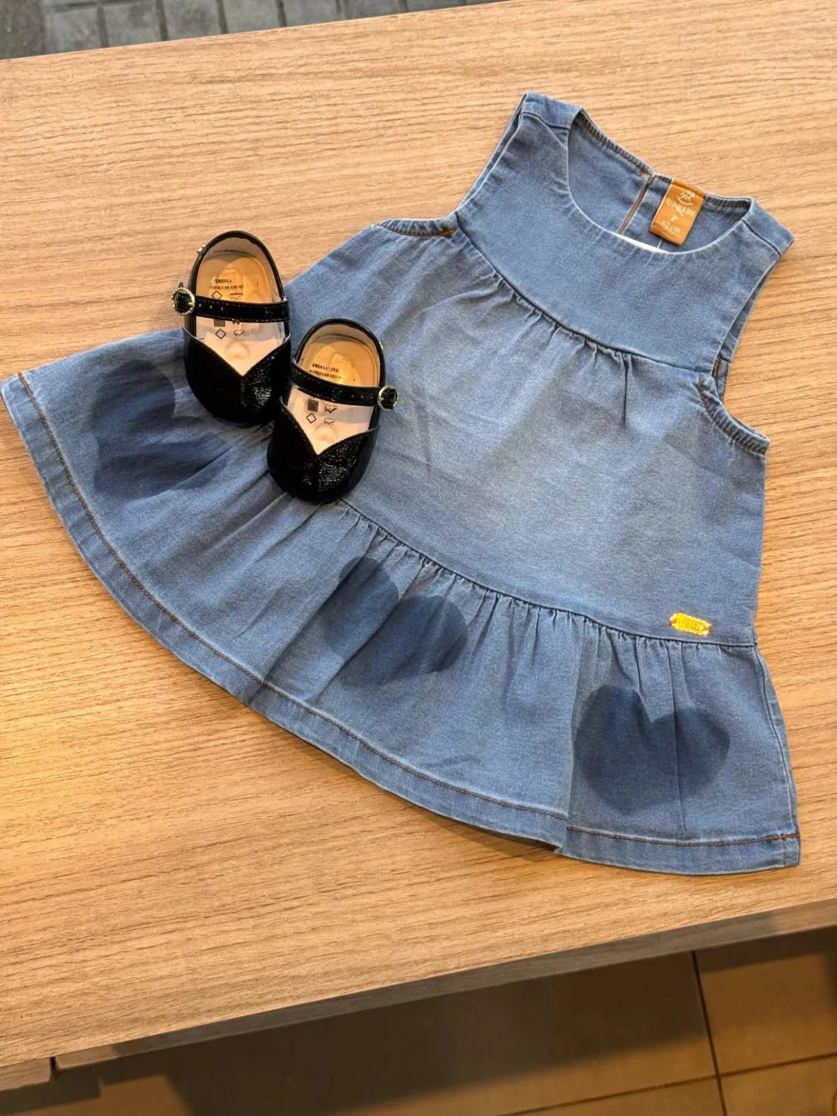 Vestido coração jeans - UP BABY