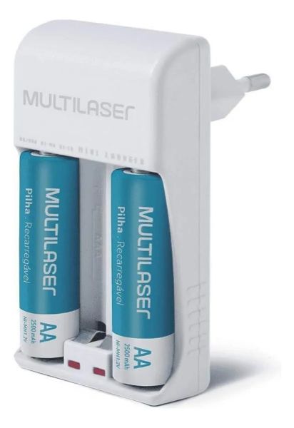 CARREGADOR DE PILHAS MULTILASER + 2 PILHAS - CB048