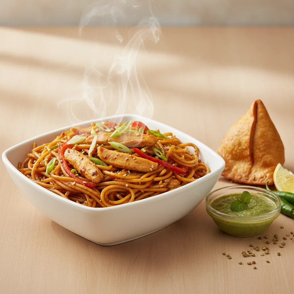 Chicken Chowmein and Samosa (1pc)