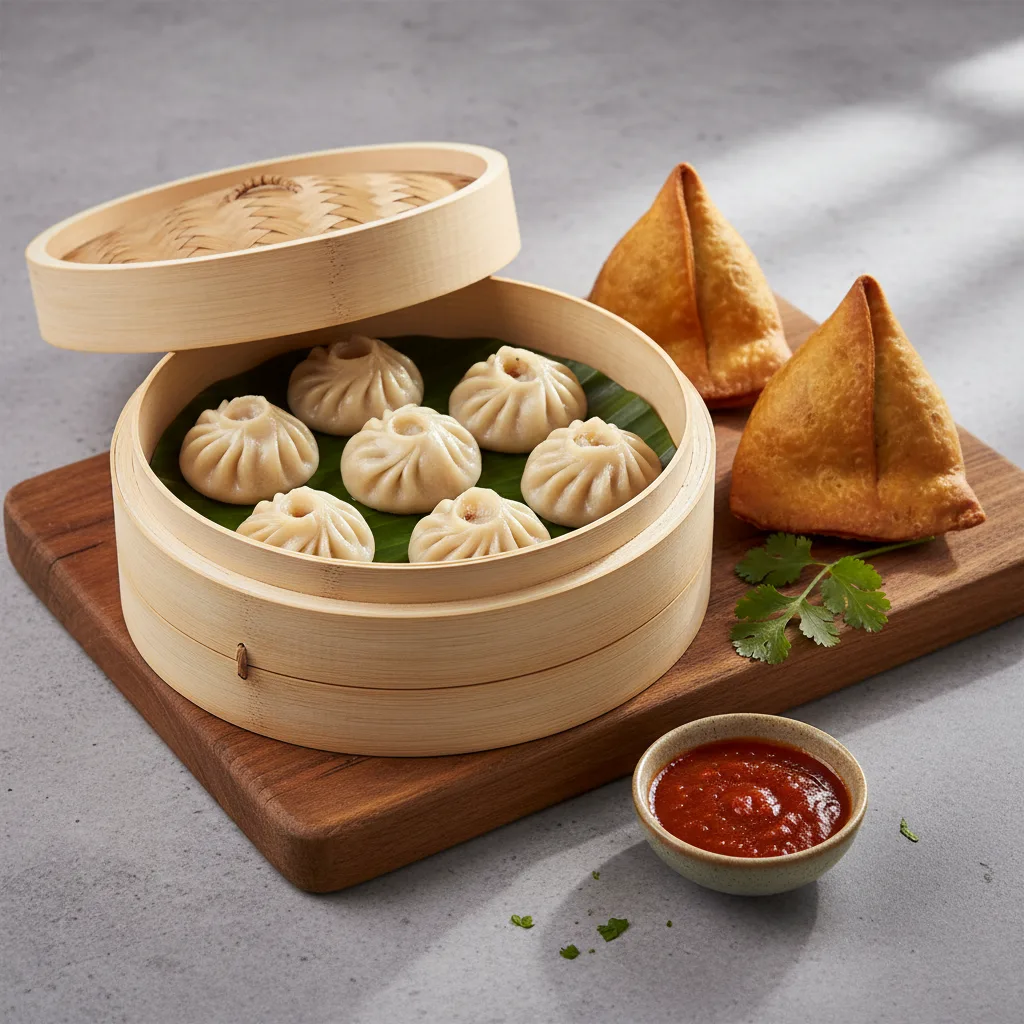 Chicken Momo-Steam and Samosa (1 Pc)