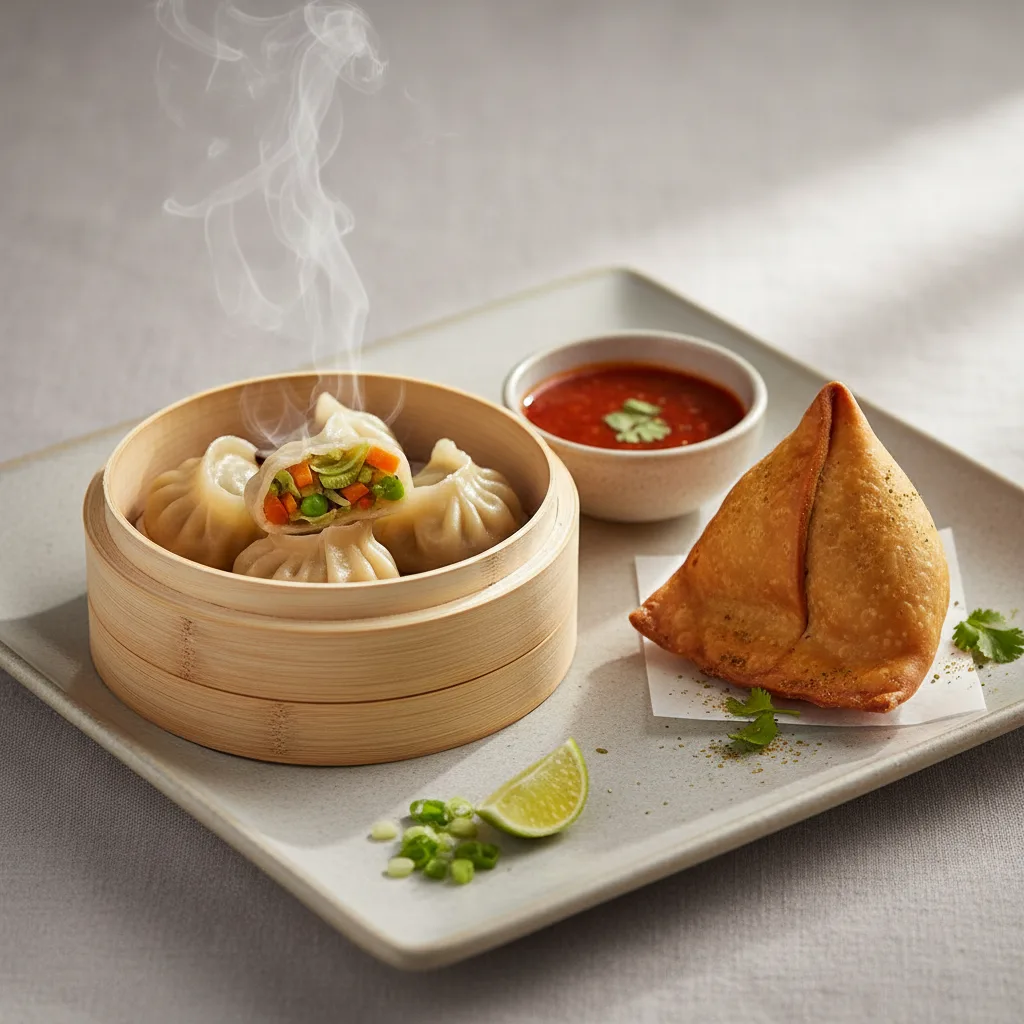 Veg Momo-Steam and Samosa (1pc)