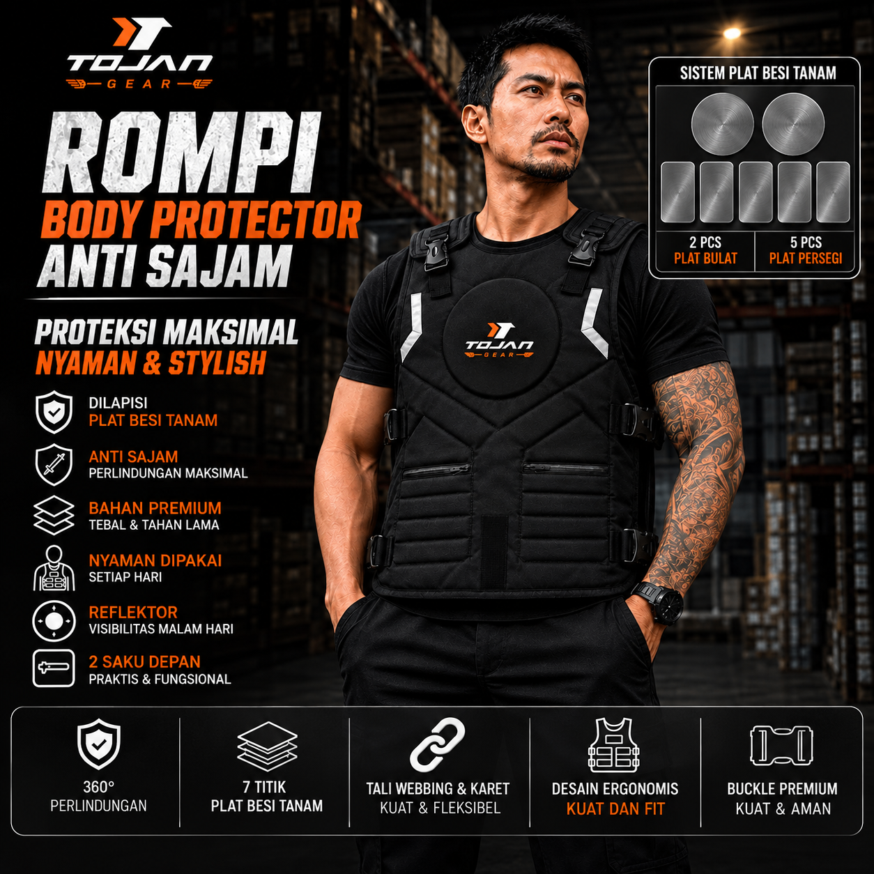 TOJAN Rompi Body Protector Anti Sajam 
