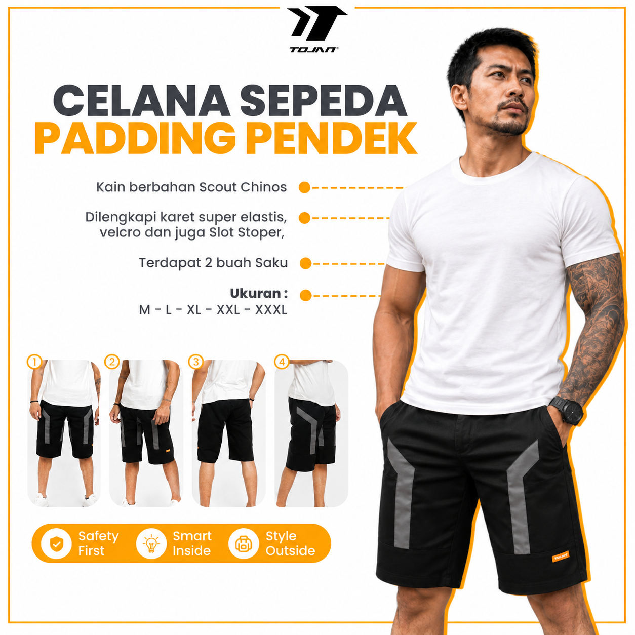Celana Sepeda Chinos Scouth Premium CP01 TOJAN Dilengkapi Padding Empuk