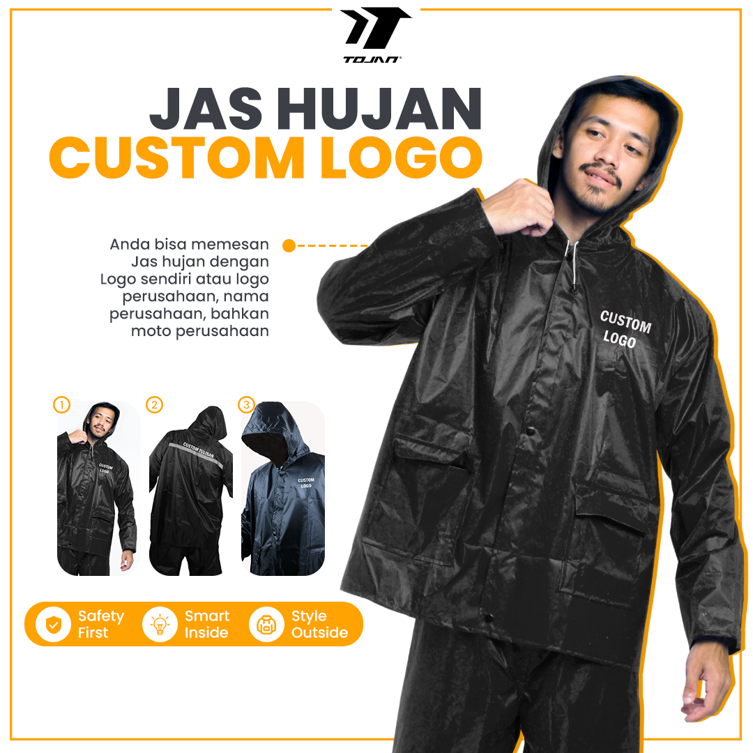 Jas Hujan Custom Logo Perusahaan Corporate TOJAN Pemesanan Grosir / PO