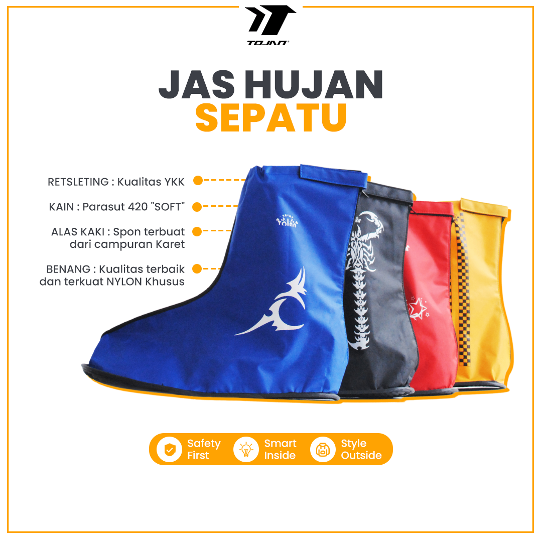 Jas Hujan Sepatu TOJAN Waterproof / Cover Shoes Anti Air Karet Non-Slip