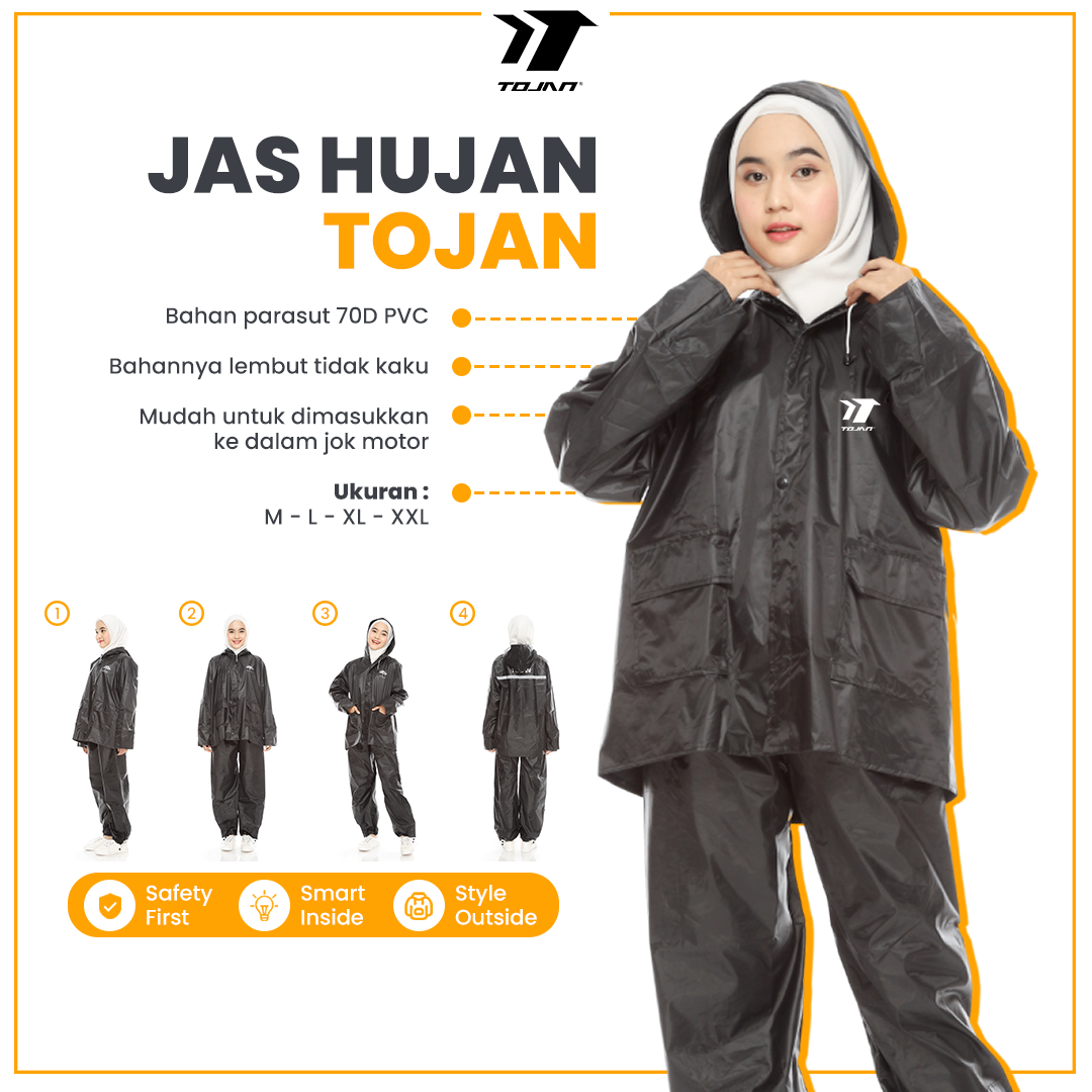 Jas Hujan Setelan A01 TOJAN Parasut 70D Elegan & Praktis