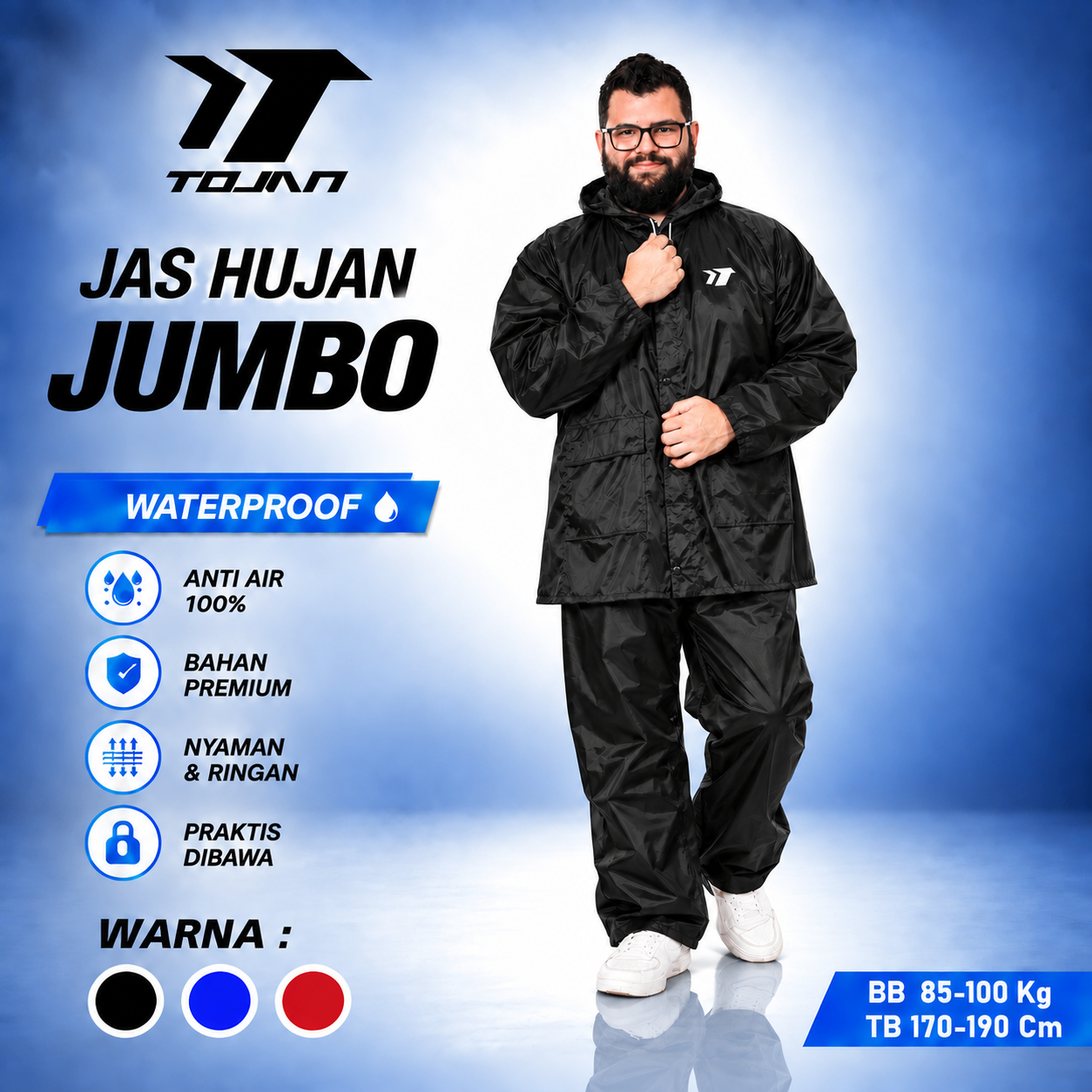 Jas Hujan Setelan Jumbo XXXL TOJAN Parasut 70D Big Size