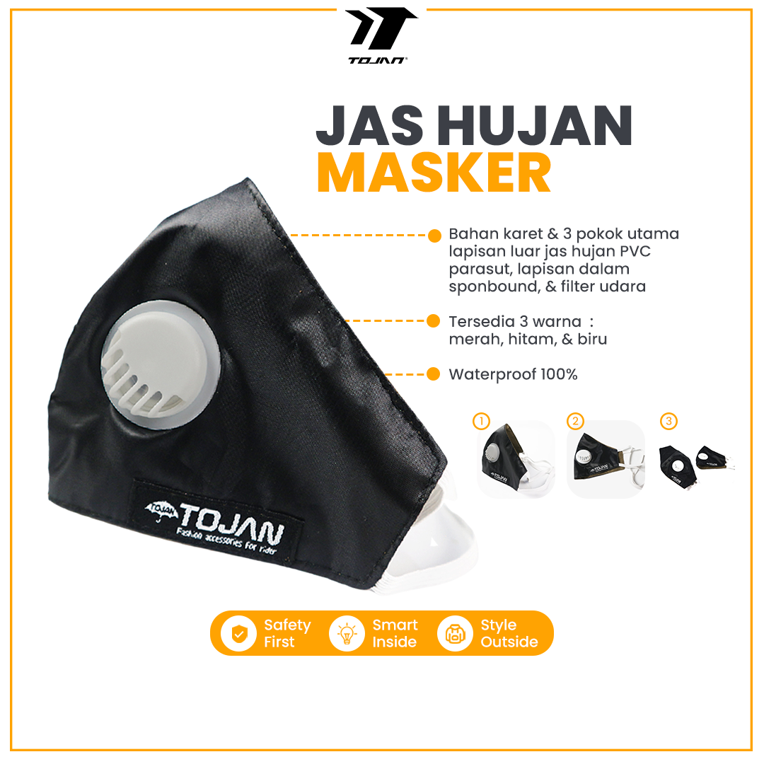 Masker Jas Hujan TOJAN Anti Air & Filter Udara Wajah Tetap Kering