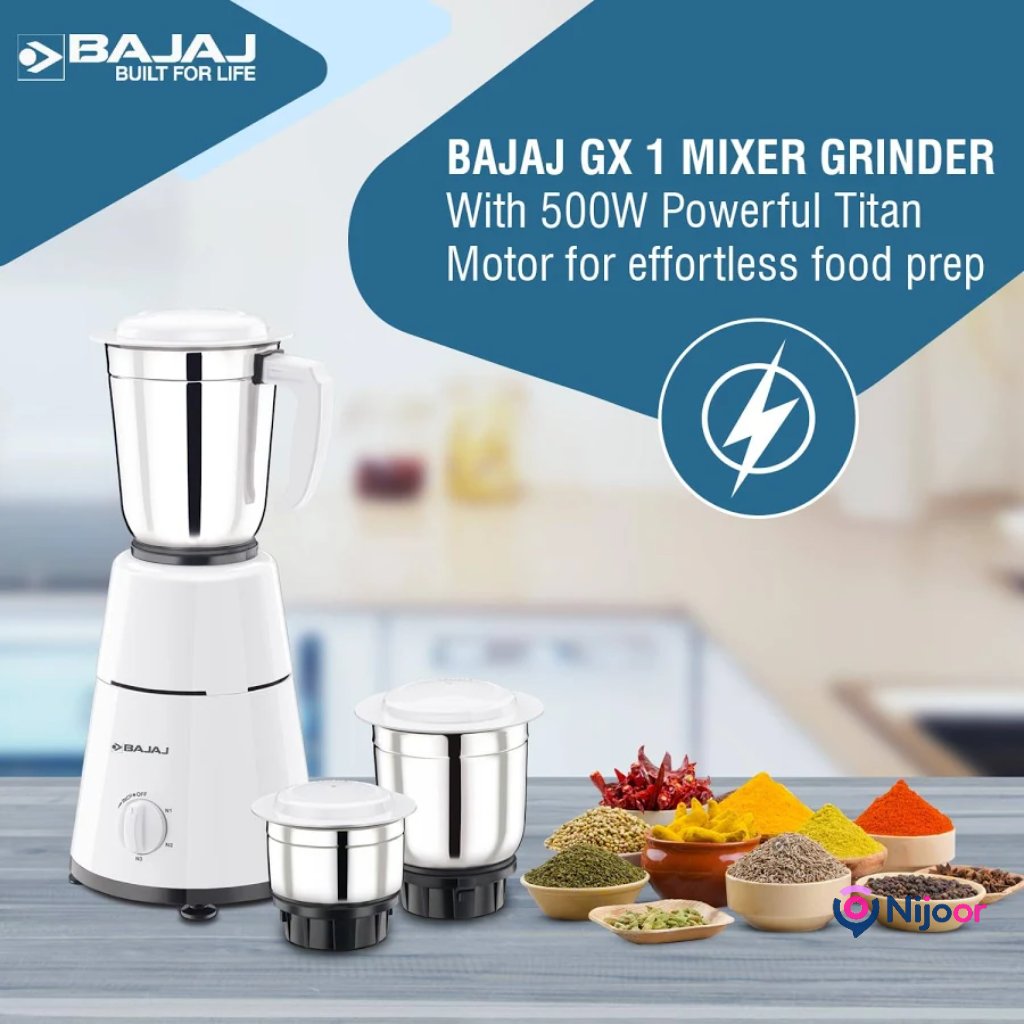 Bajaj GX-1 Mixer Grinder 500W 4