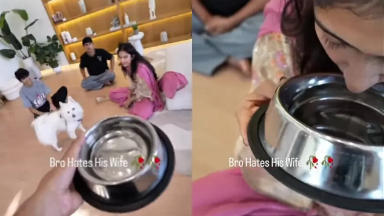 Disgusting’: Sourav Joshi Faces Backlash After Asking Wife to Drink From Pet Dog’s Bowl as a Dare