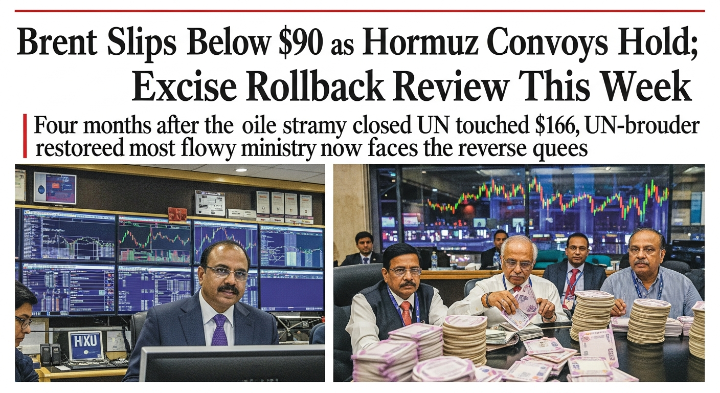Brent Slips Below $90 as Hormuz Convoys Hold; Excise Rollback Review This Week