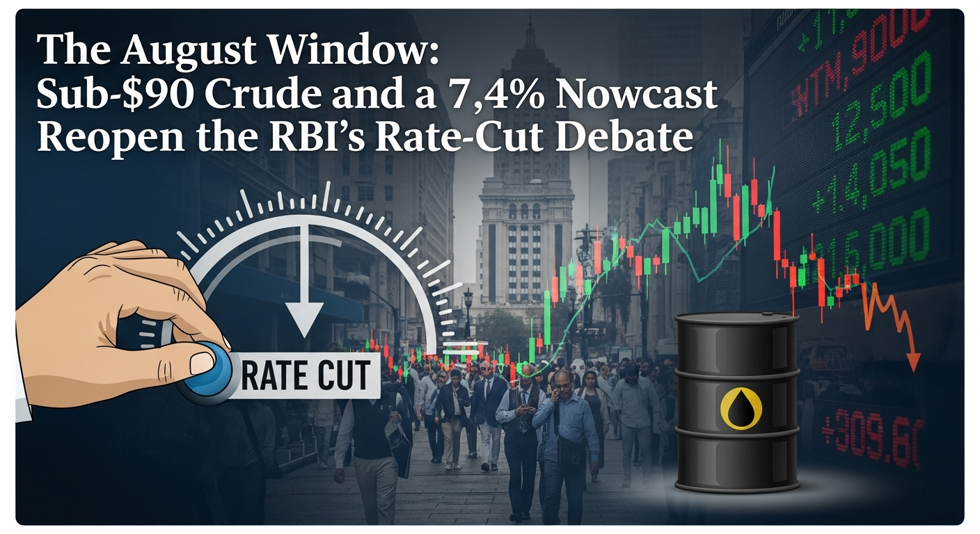 The August Window: Sub-$90 Crude and a 7.4% Nowcast Reopen the RBI's Rate-Cut Debate