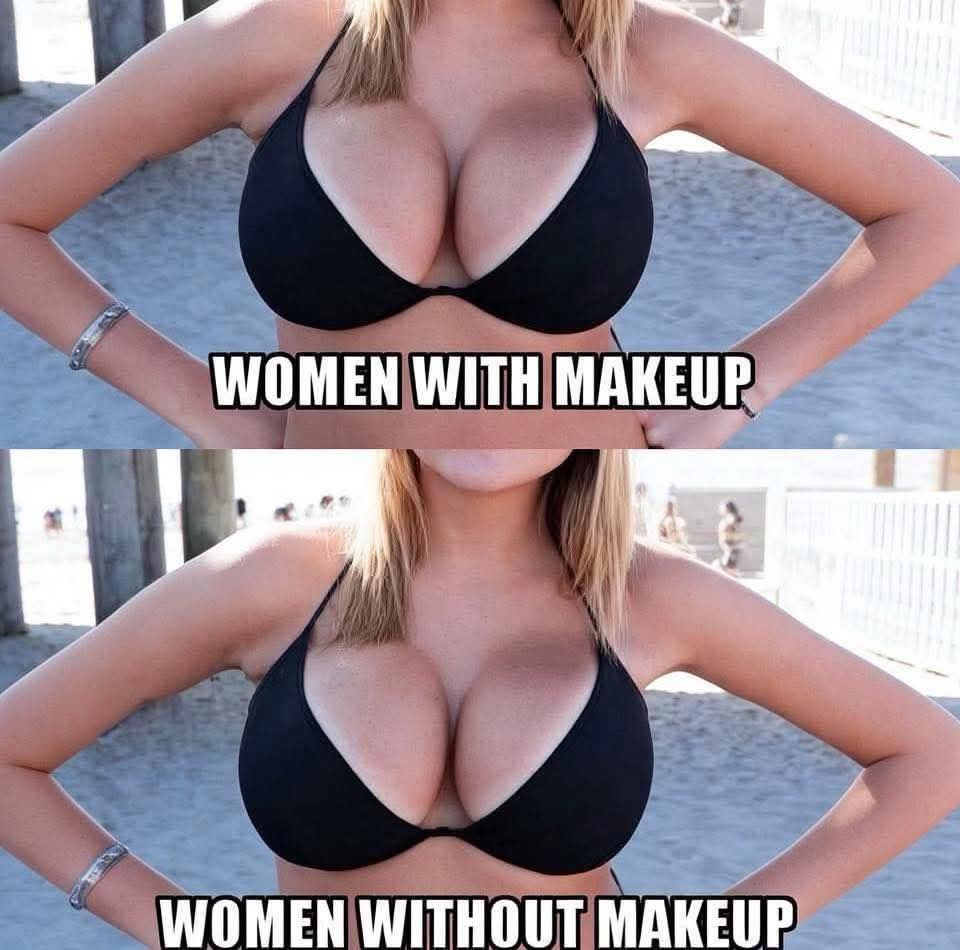 Women with makeup and women without makeoup