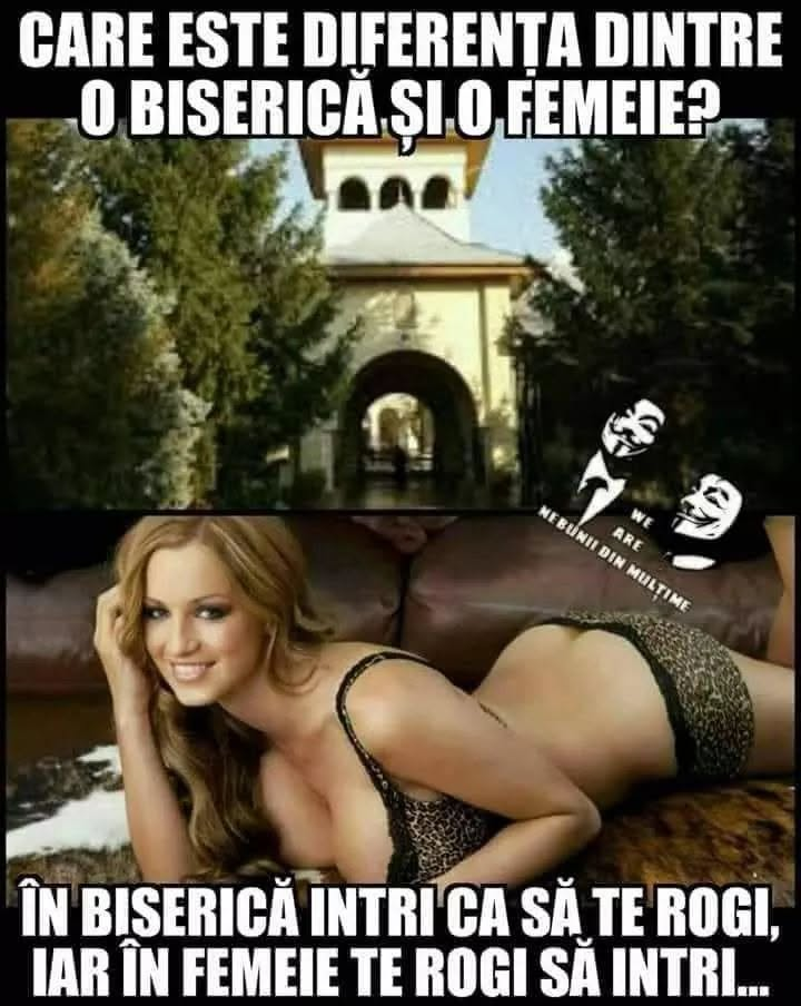 Care este diferenta dintre o biserica si o femeie?