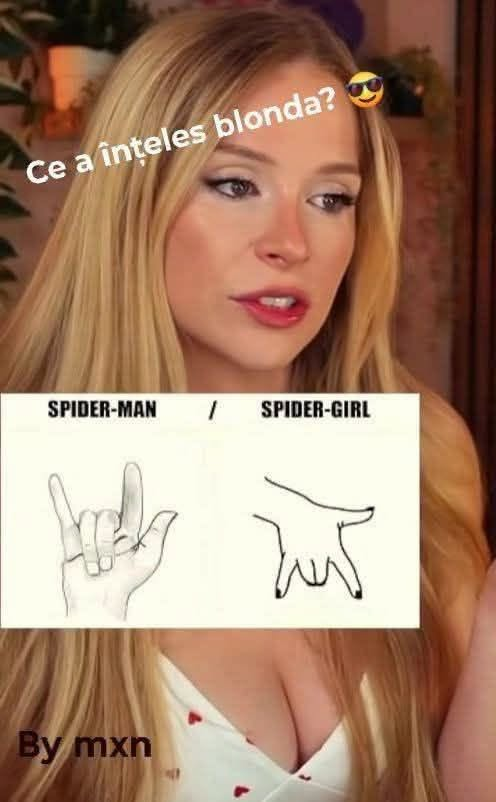 Ce a inteles blonda? Spider man si Spider girl