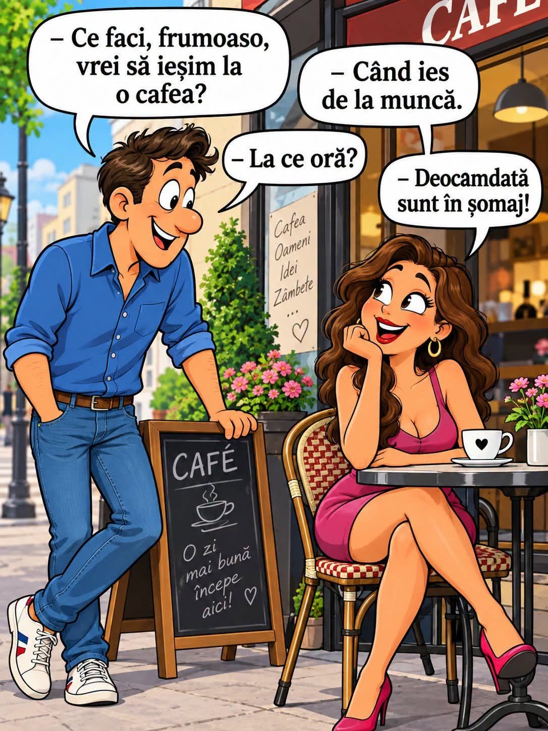 Vrei să ieșim la o cafea? Când ies de la muncă