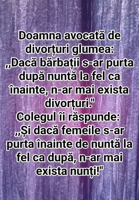 Doamna avocată de divorțuri glumea