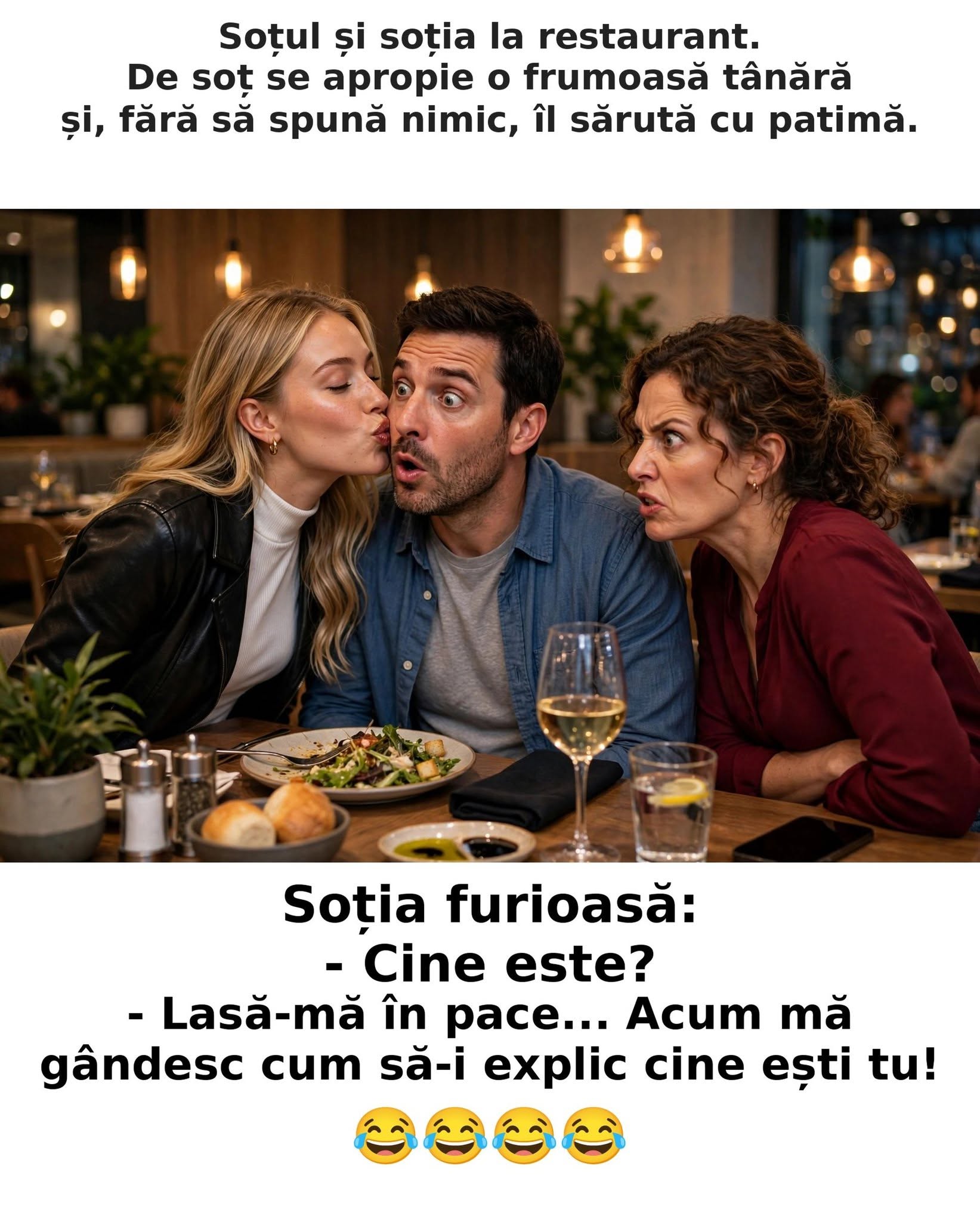 Soțul și soția la restaurant: Cine este?