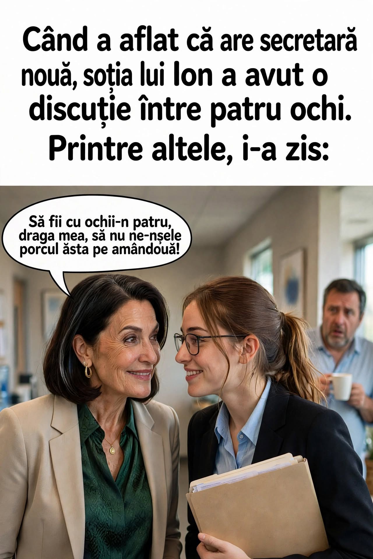 Când a aflat că are secretară nouă, soția lui Ion i-a zis