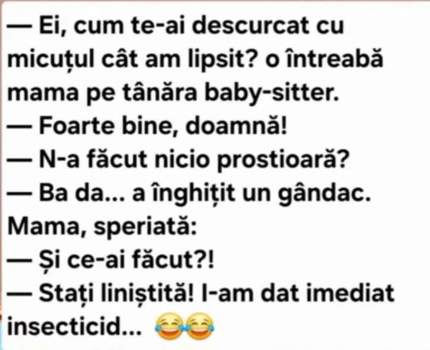 Baby-sitter-ul, gândacul înghițit și insecticidul