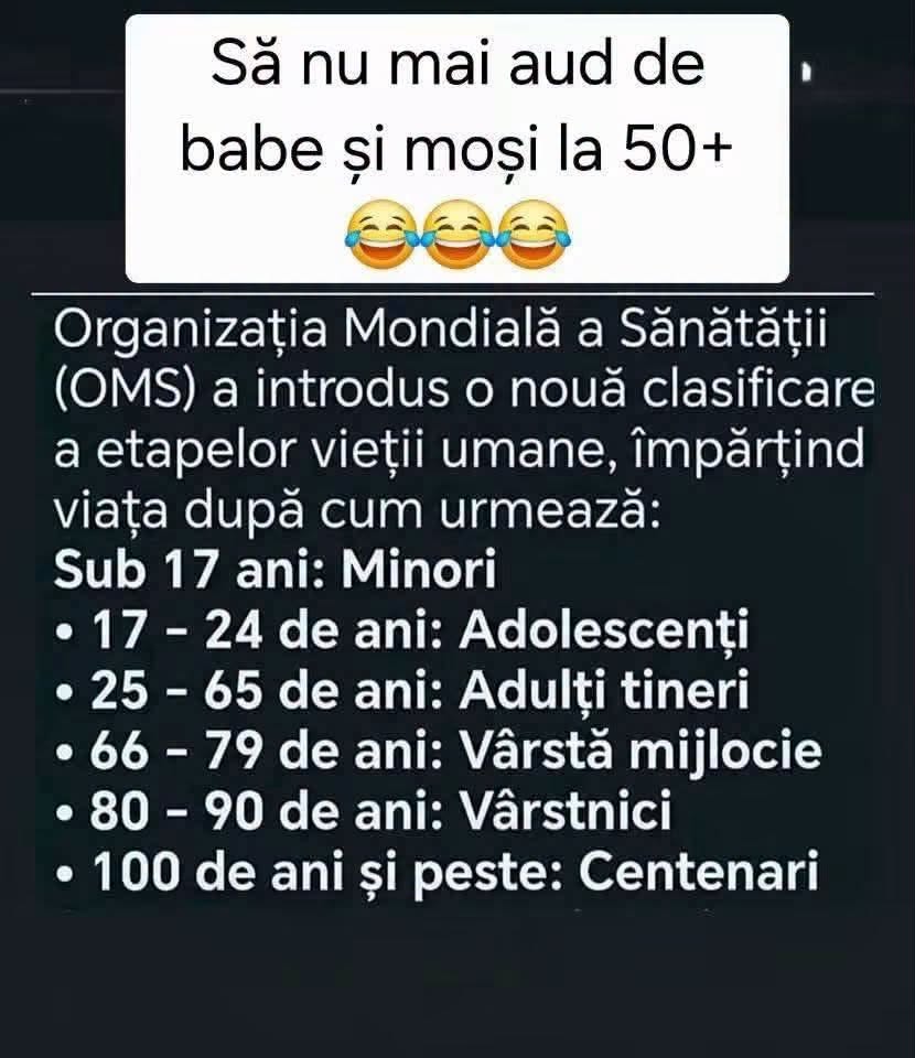 Noua clasificare OMS a etapelor vieții