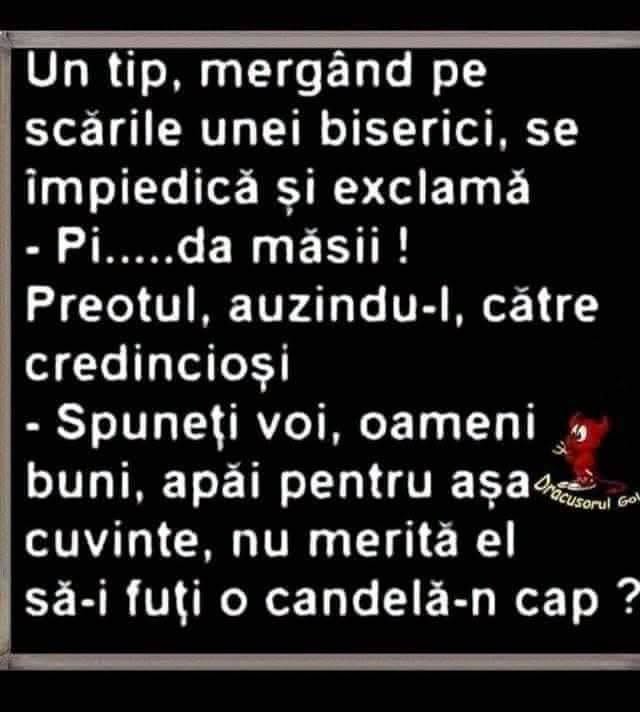 Un tip se împiedică pe scările bisericii