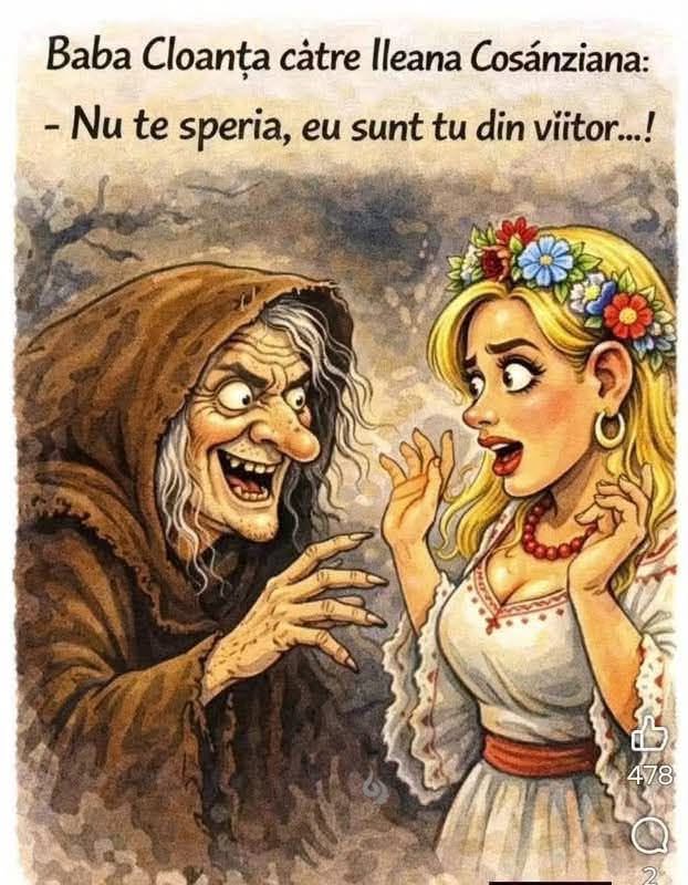 Baba Cloanța către Ileana Cosânzeana: Nu te speria, eu sunt tu din viitor