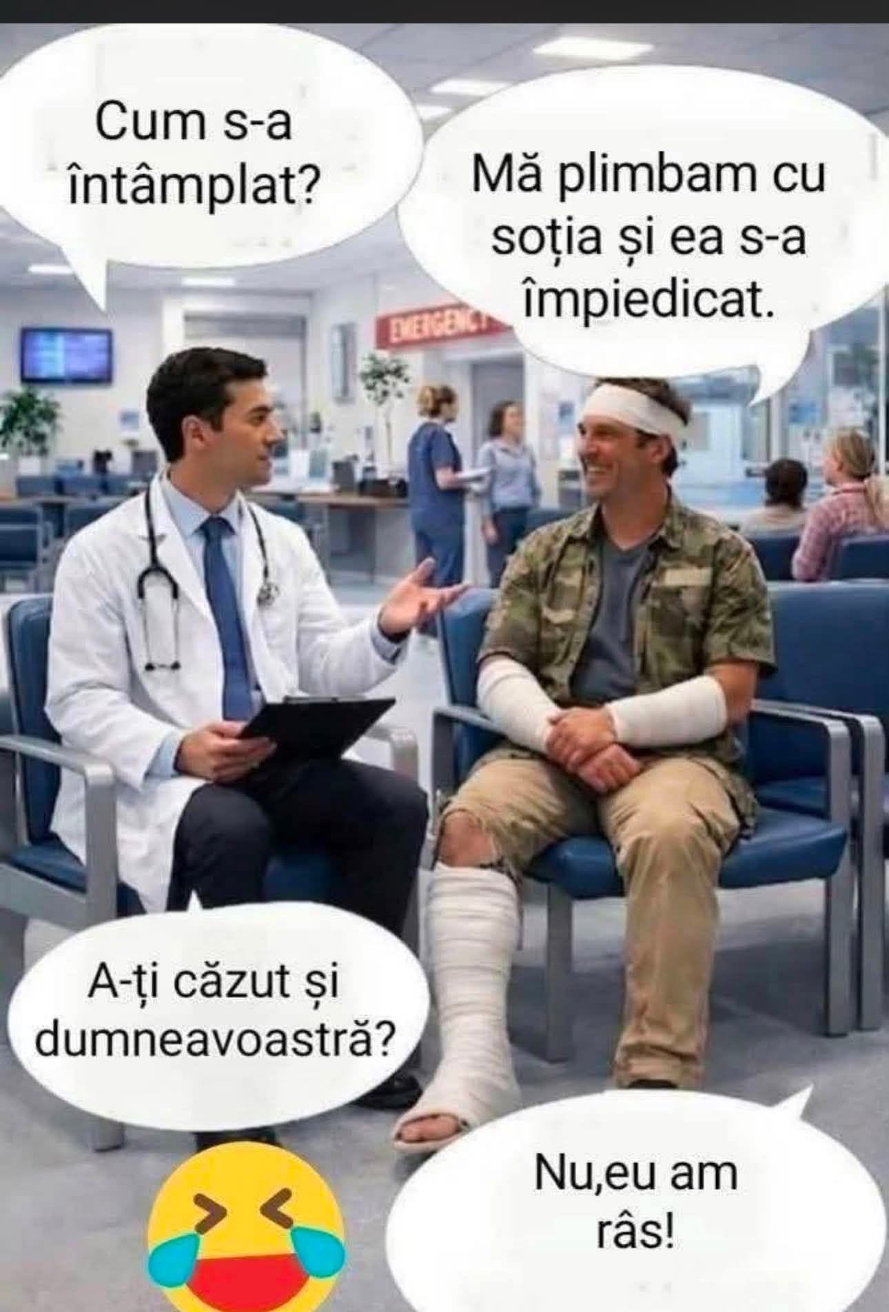 Cum s-a întâmplat? Mă plimbam cu soția și s-a împiedicat