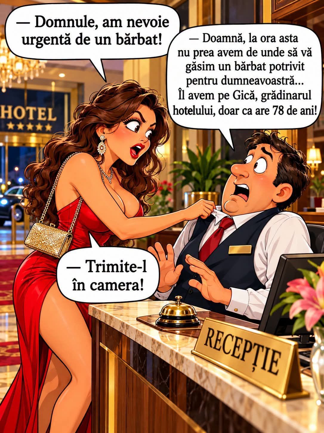 Domnule, am nevoie urgentă de un bărbat! Avem pe Gică, grădinarul, dar are 78 de ani