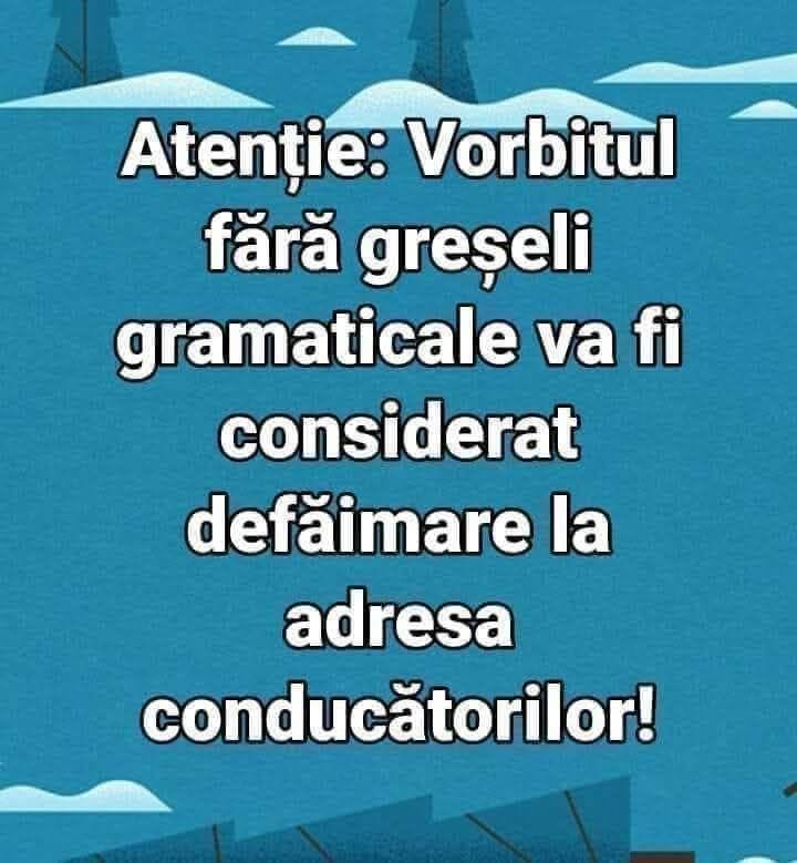 Atenție: vorbitul fără greșeli gramaticale va fi considerat defăimare la adresa conducătorilor