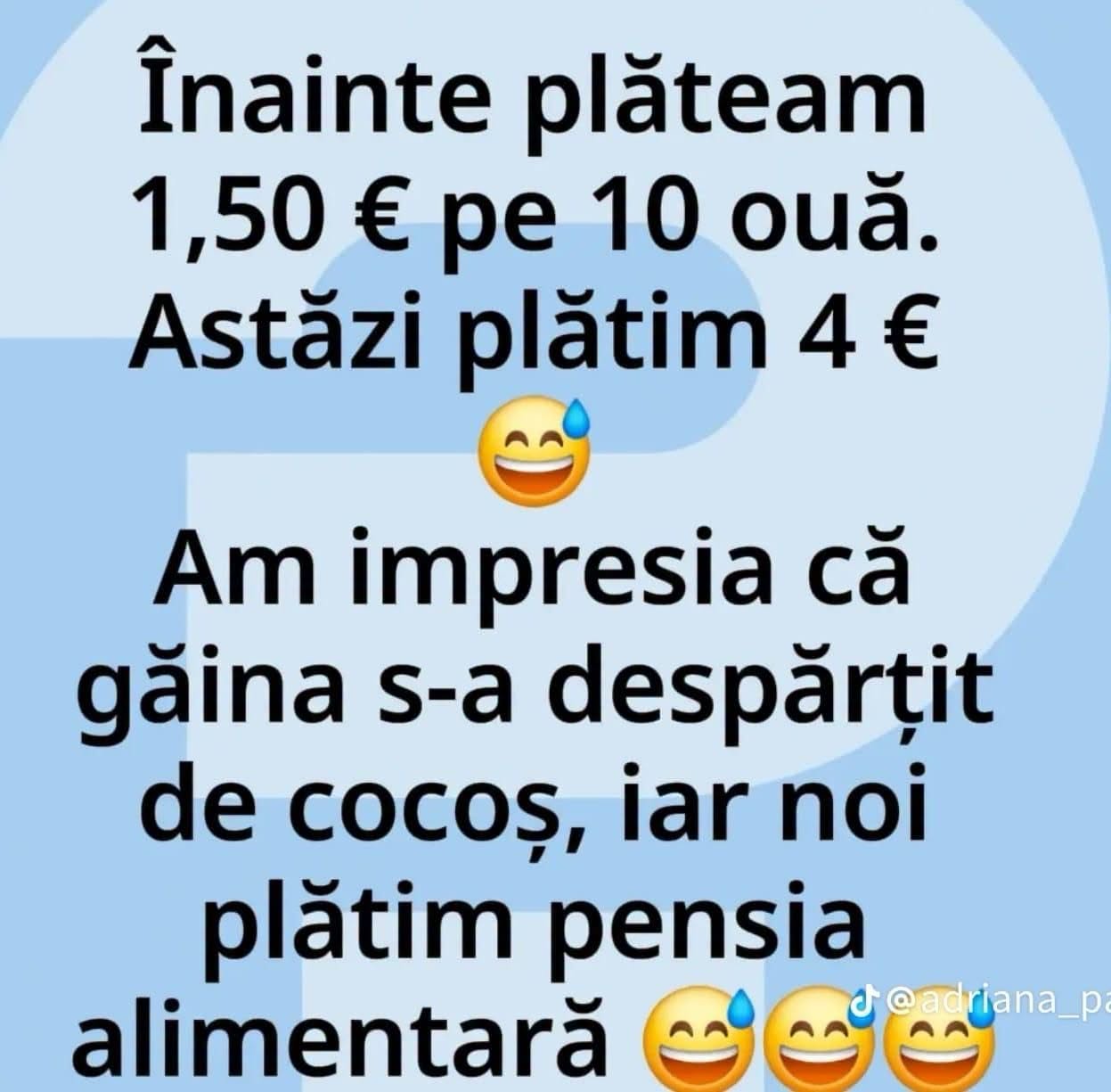Înainte plăteam 1,50 € pe 10 ouă, azi 4 €. Găina s-a despărțit de cocoș și plătim pensie alimentară
