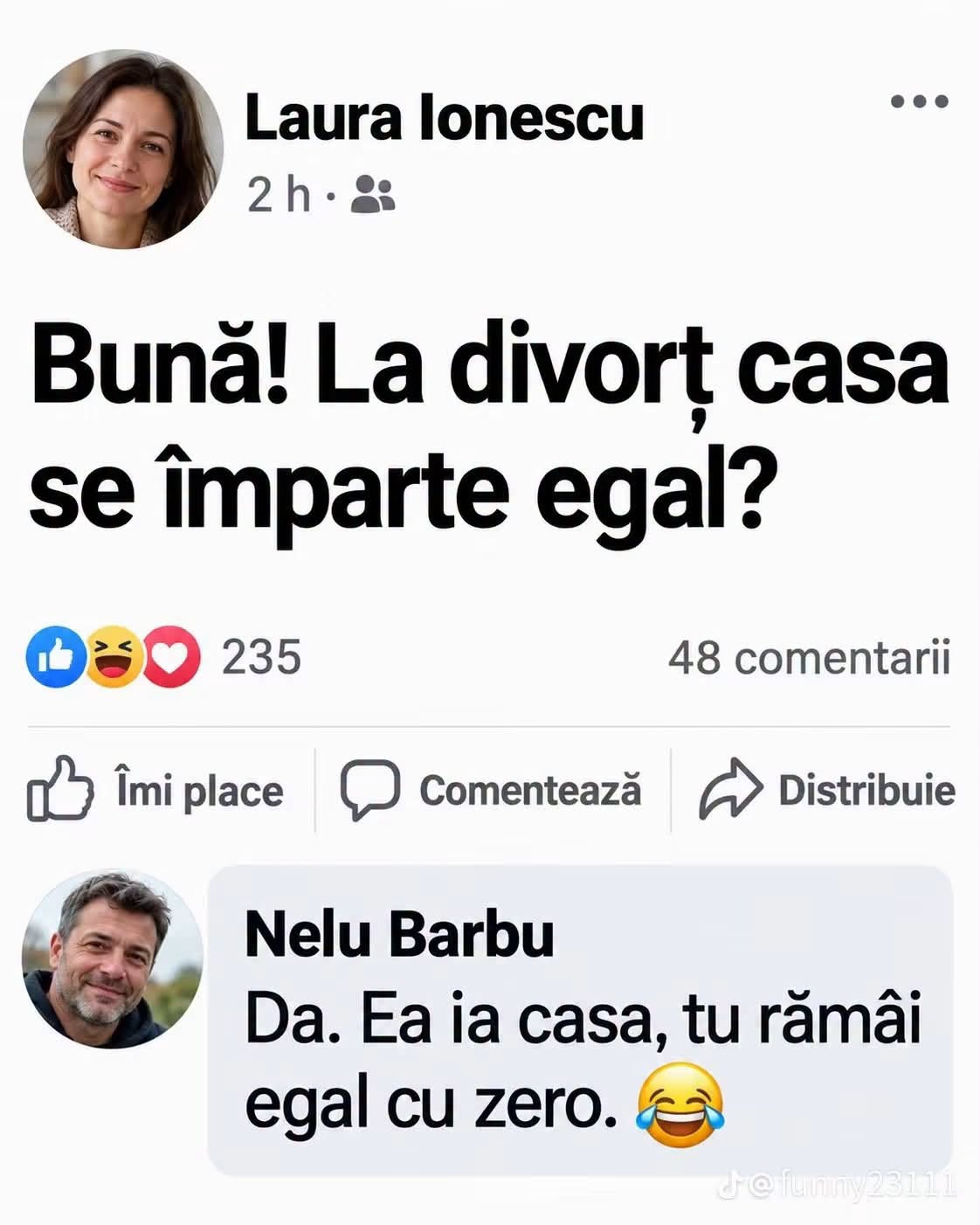 La divort casa se imparte egal?