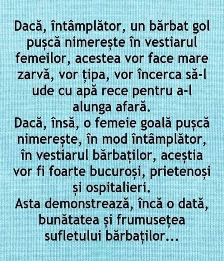 Dacă un bărbat gol nimerește în vestiarul femeilor... bunătatea sufletului bărbaților
