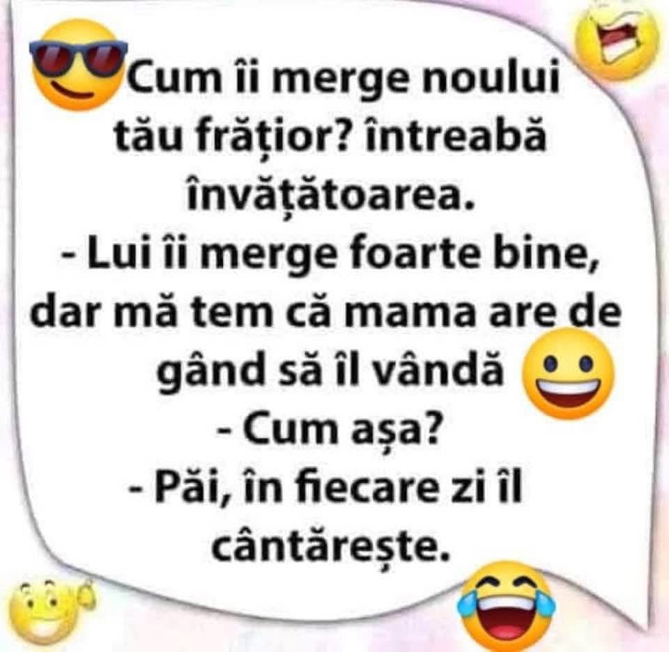 Cum îi merge noului tău frățior? Bine, dar mama are de gând să-l vândă: în fiecare zi îl cântărește