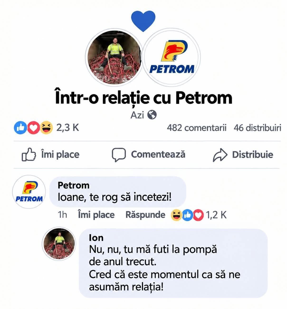 Într-o relație cu Petrom: Ioane, te rog să încetezi!