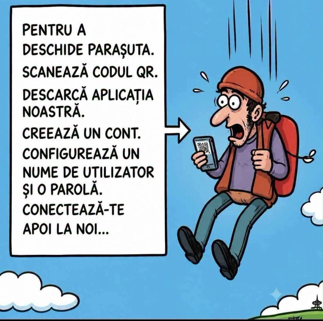 Pentru a deschide parașuta, scanează codul QR, descarcă aplicația și creează un cont