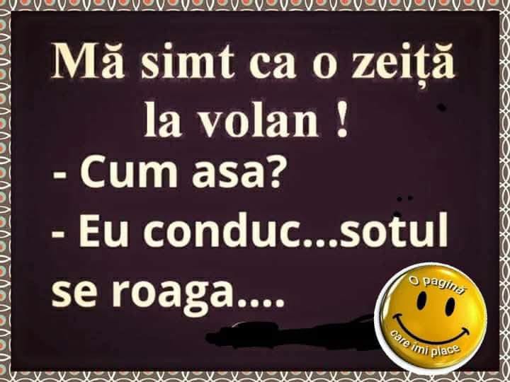 Mă simt ca o zeiță la volan! Cum așa? Eu conduc, soțul se roagă