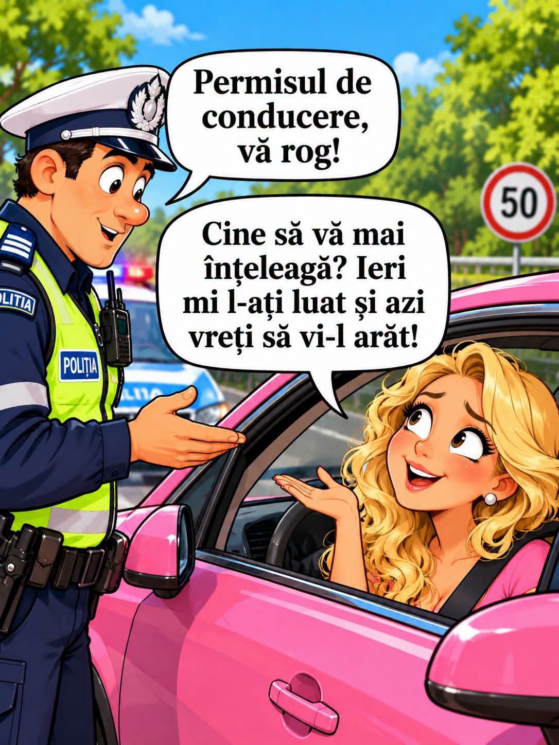Permisul de conducere, vă rog! Ieri mi l-ați luat și azi vreți să vi-l arăt?