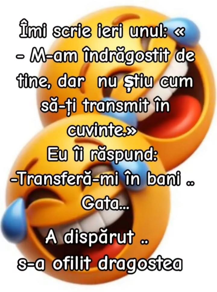 M-am îndrăgostit de tine, dar nu știu cum să-ți transmit în cuvinte. Transferă-mi în bani! A dispărut