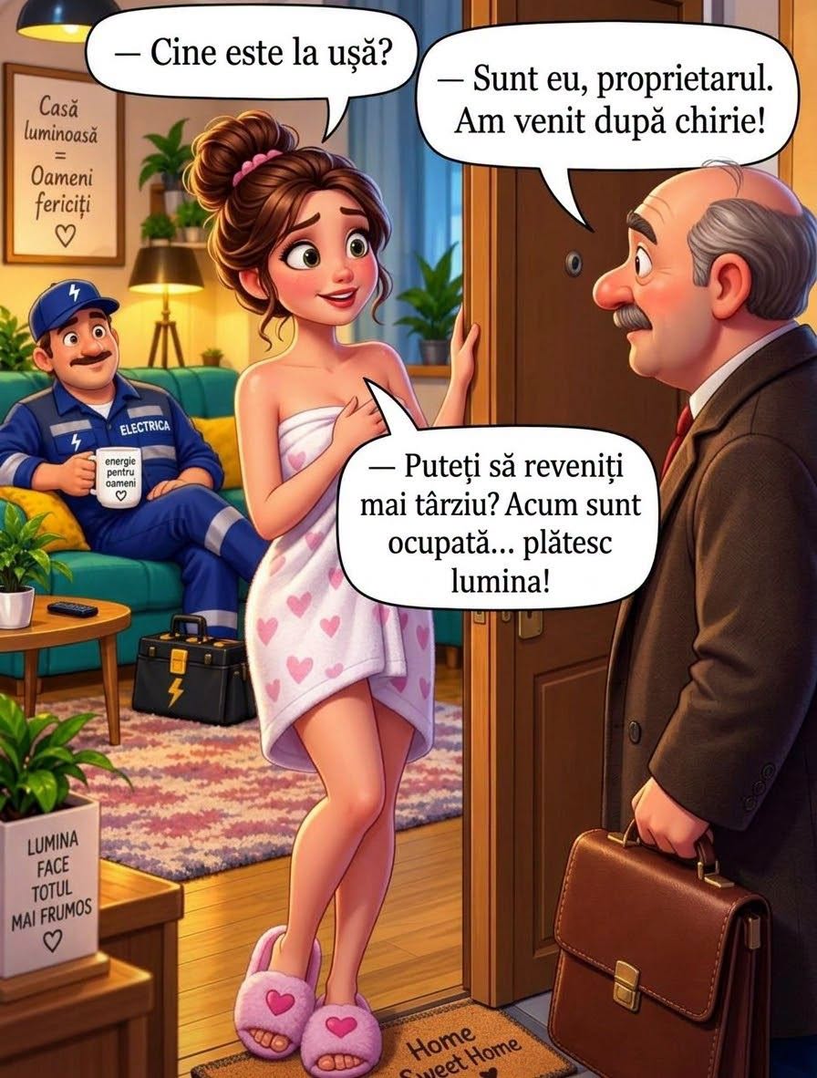 Sunt proprietarul, am venit după chirie! Puteți reveni mai târziu? Acum sunt ocupată... plătesc lumina